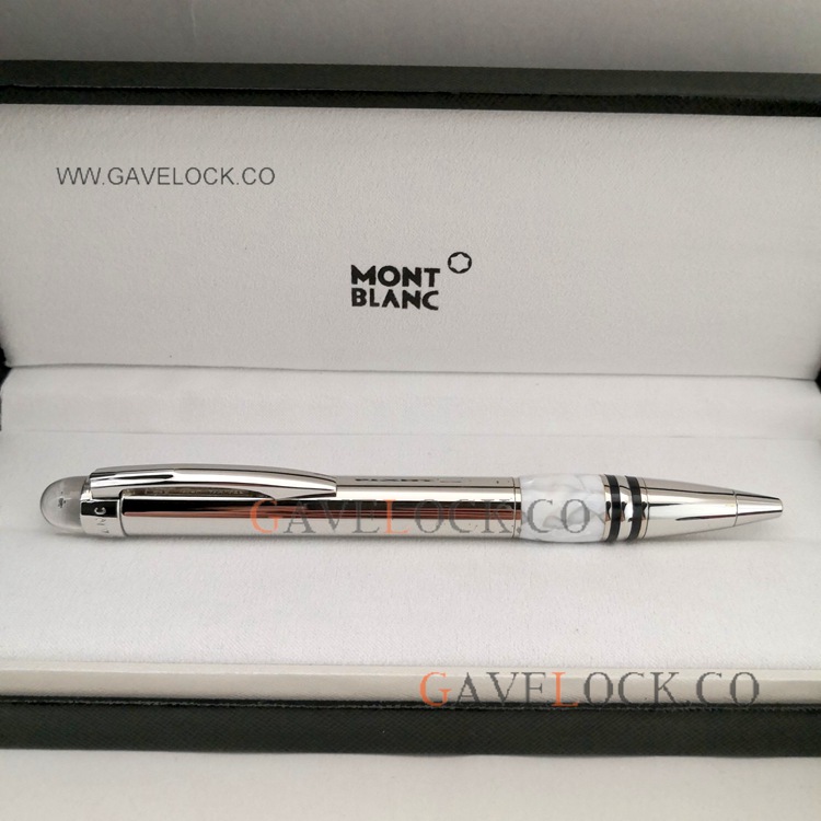 Copy Mont Blanc Ballpoint Pen Starwalker White Marble